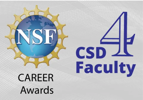NSF CAREER Award logo with text "4 CSD Faculty" added for a news article image